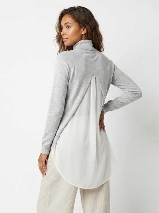 Karen Millen Grey Ribbed Crew Neck Top - Picture 1 of 9